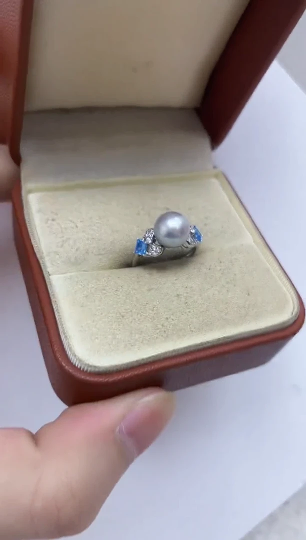 银S925镶嵌戒指海水珍珠