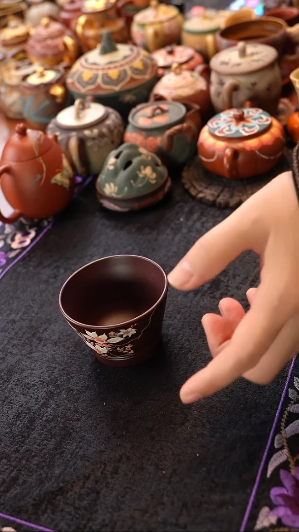 茶壶紫砂紫泥玉兰杯子