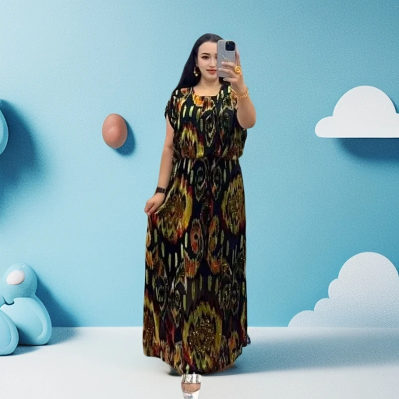 yipak duhawa时尚极简风夏季长裙常规连衣裙碎花中长裙优雅宽松