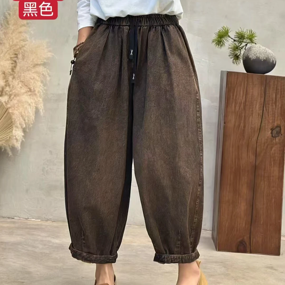2539休闲复古宽松百搭秋季女士老爹裤（裤长85臀围140）