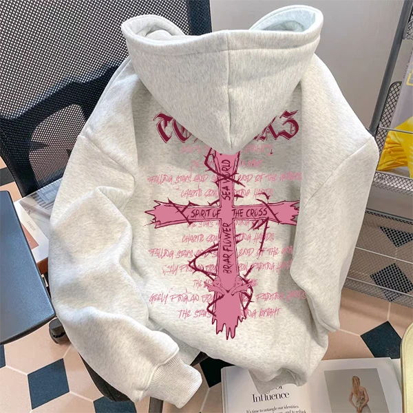 重磅500克纯棉连帽卫衣加绒加厚ins百搭青春活力设计感秋冬季上衣