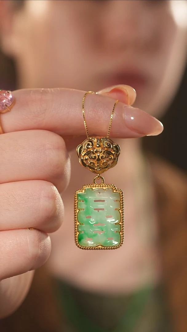 项链银S925镶嵌翡翠银925镶嵌翡翠项链