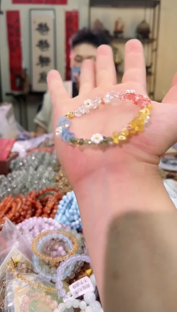 水晶手链未镶嵌小花DIY（多样性发一）