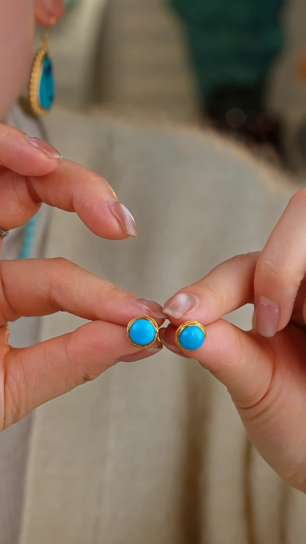 【闪购商品】绿松石耳饰18K金镶嵌多样性发货