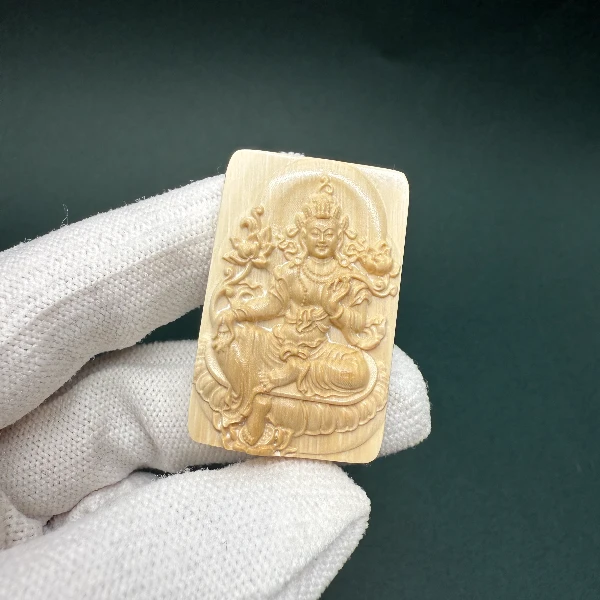 E7026天然猛犸牙雕刻佛牌39.7*25.9*9.6支持鉴定假一罚四