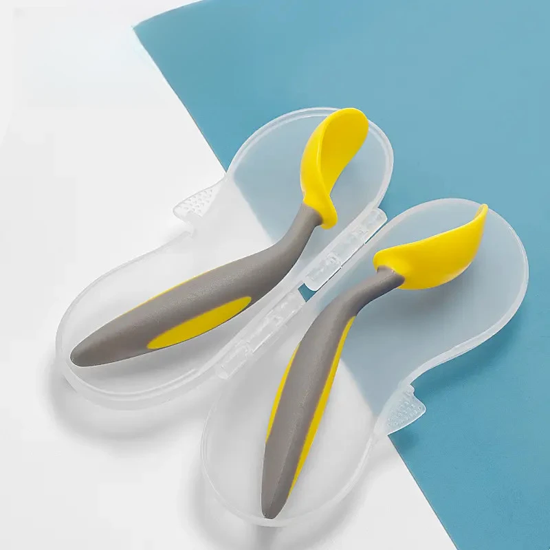 宝宝学吃饭训练短柄勺子扭扭勺学食舔舔勺儿童餐具可弯曲弯头勺