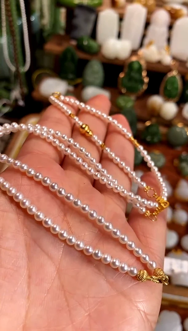 淡水珍珠银S925镶嵌项链.