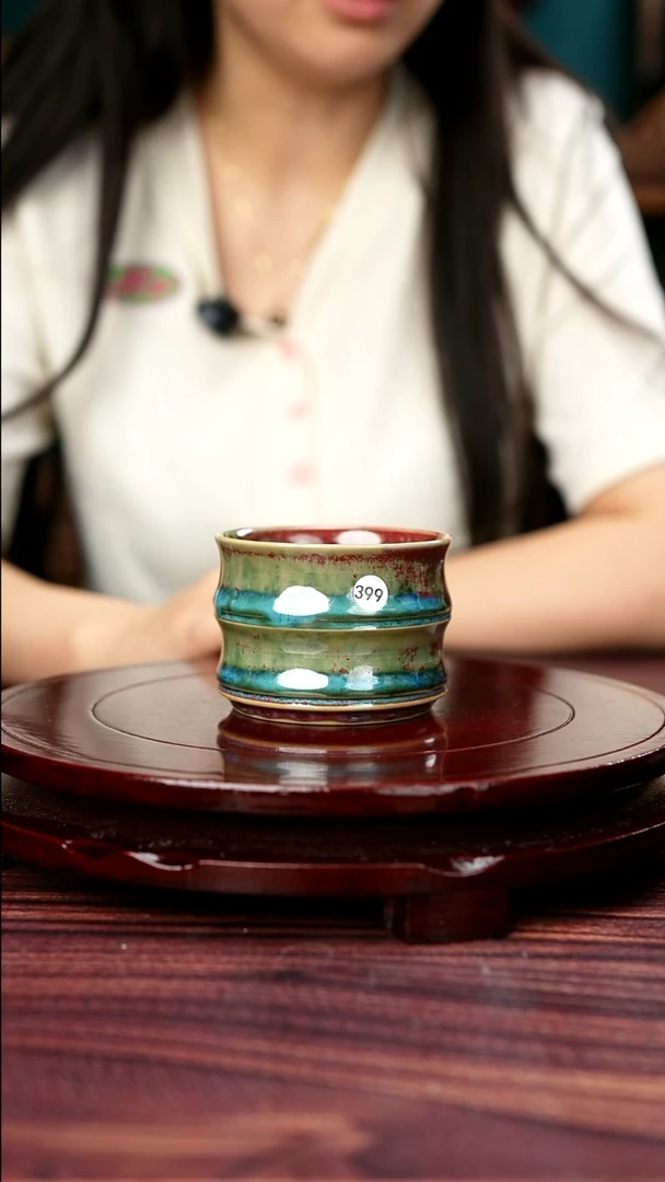 399#李盼龙一级品原矿钧瓷双竹节杯