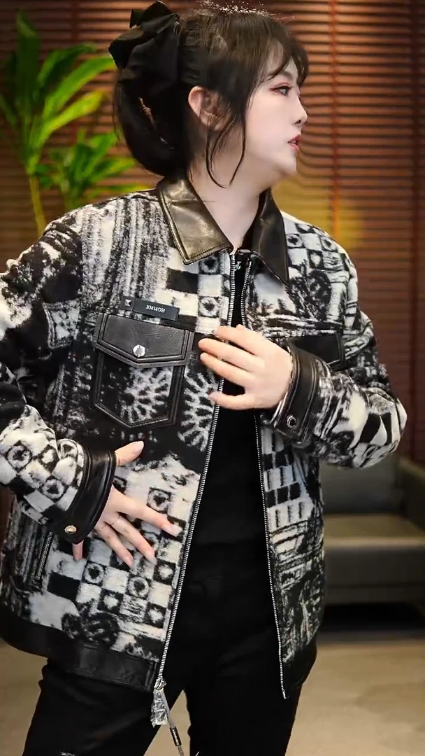 52码（140-155斤）男士真皮拼接羊毛鹅绒服