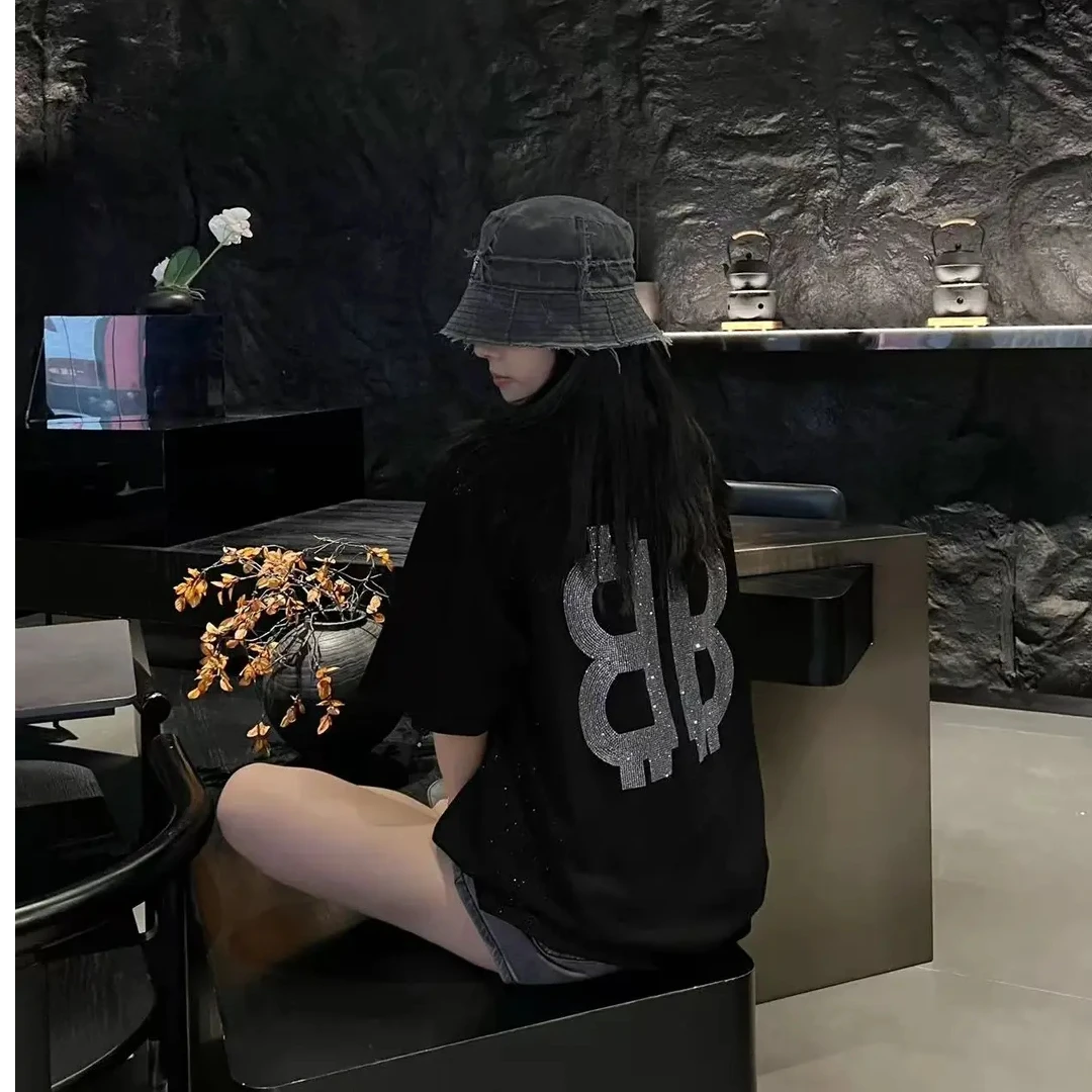 蓝晚【D01-D99】重磅厚时尚高克重纯棉T短袖男女同款宽松情侣T恤衣