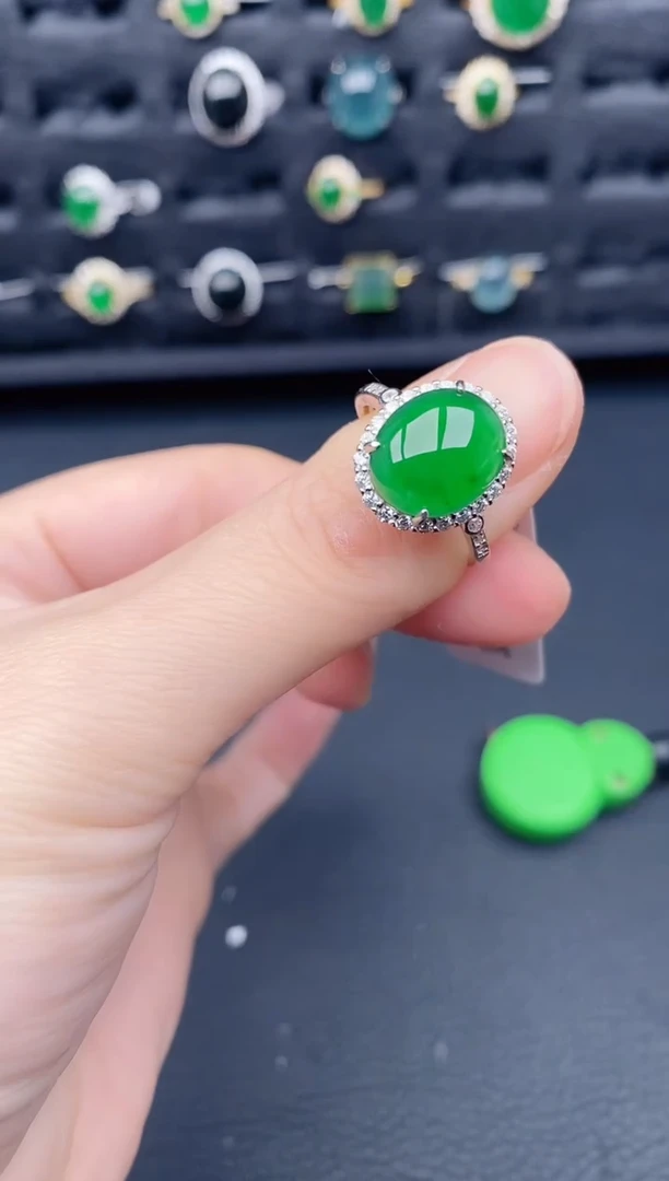 银S925镶嵌戒指翡翠天然a货翡翠471