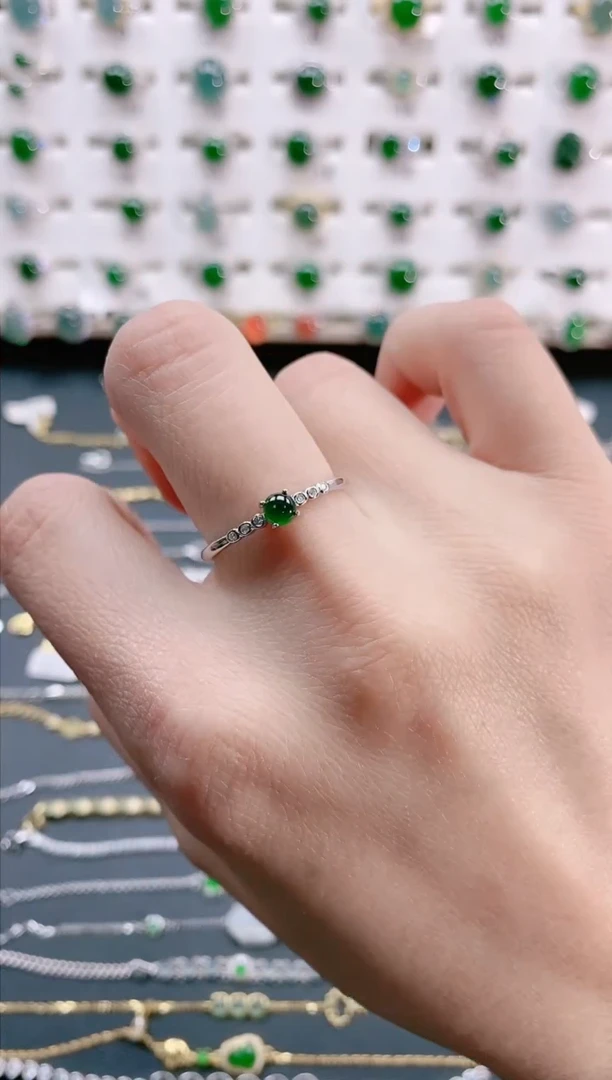 【闪购商品】翡翠戒指银S925镶嵌天然翡翠