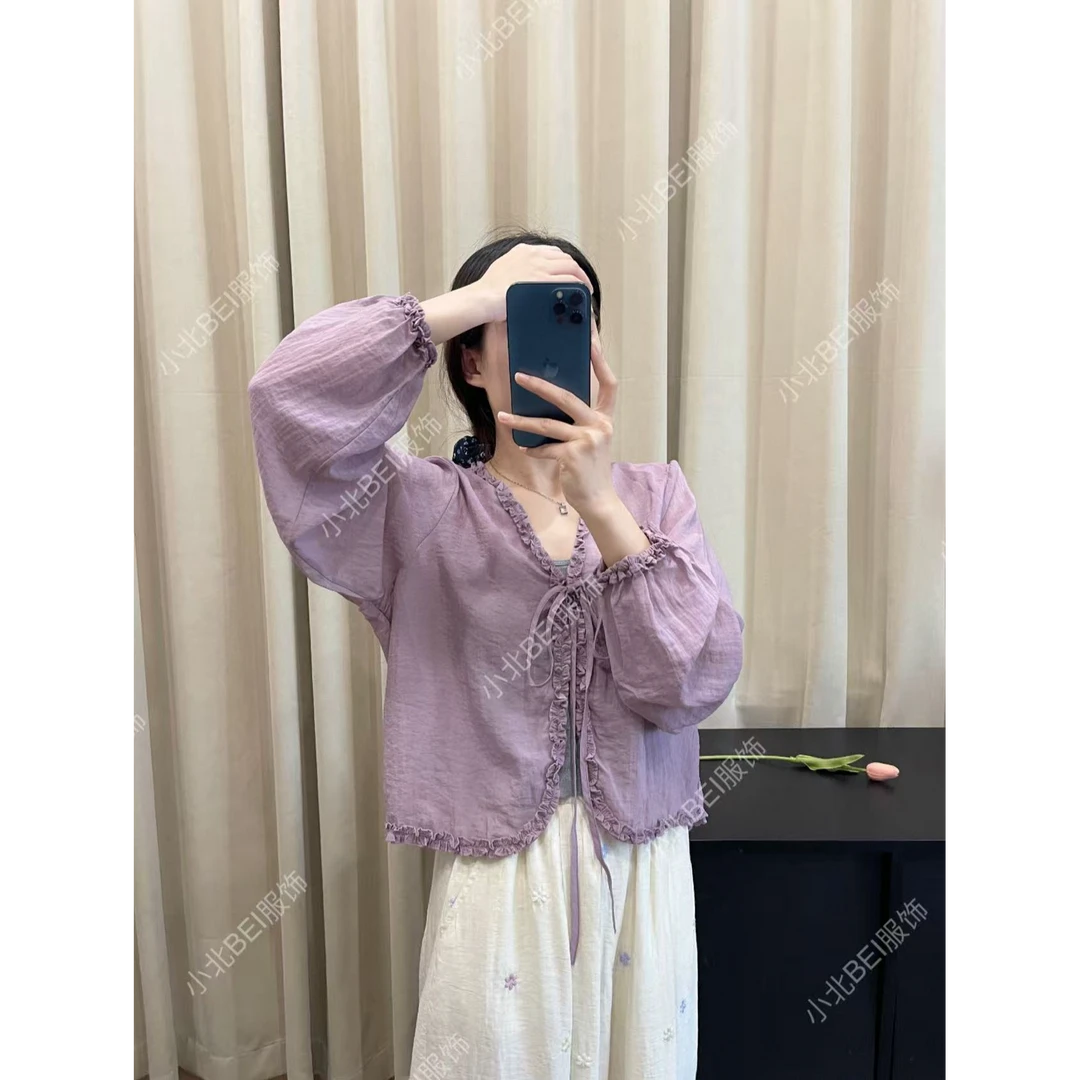 【超好看 木耳边防晒罩衫】2025夏季薄款防晒上衣 时尚设计感显瘦