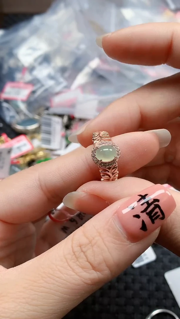 银S925镶嵌戒指翡翠天然A货缅甸翡翠