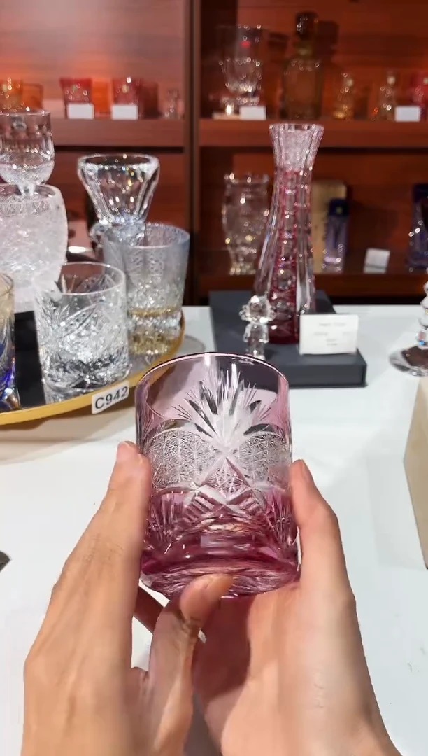 手工艺品琉璃麻叶金红杯