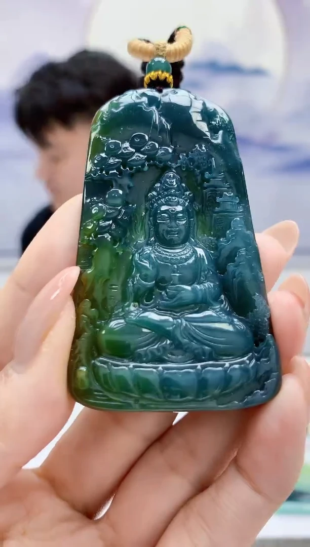 定制翡翠未镶嵌5060MM-毛货挂件108