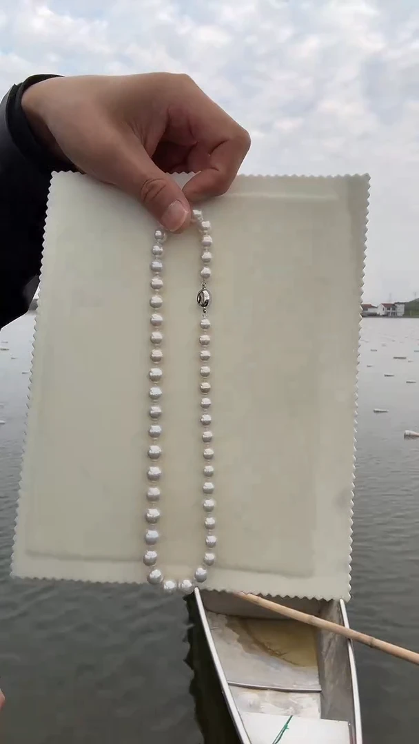 项链银S925镶嵌淡水珍珠淡水珍珠项链 9-11mm