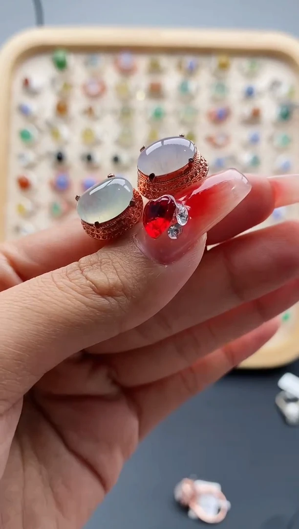 【闪购商品】翡翠戒指未镶嵌缅甸天然A货翡翠555 10+4