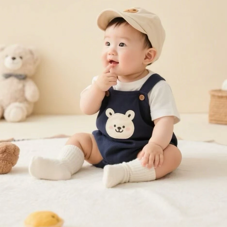【晓然甄选】线条小兔婴幼儿舒绒连体衣