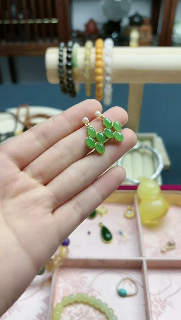 【闪购商品】和田玉耳钉未镶嵌和田玉耳钉*1 LXY