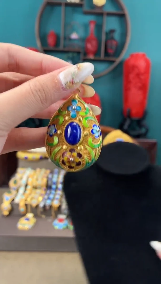 非遗手工花丝镶嵌吊坠