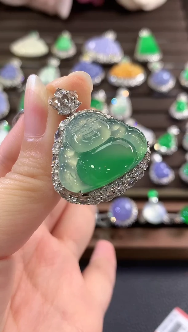 吊坠(不含链)18K金镶嵌翡翠c11