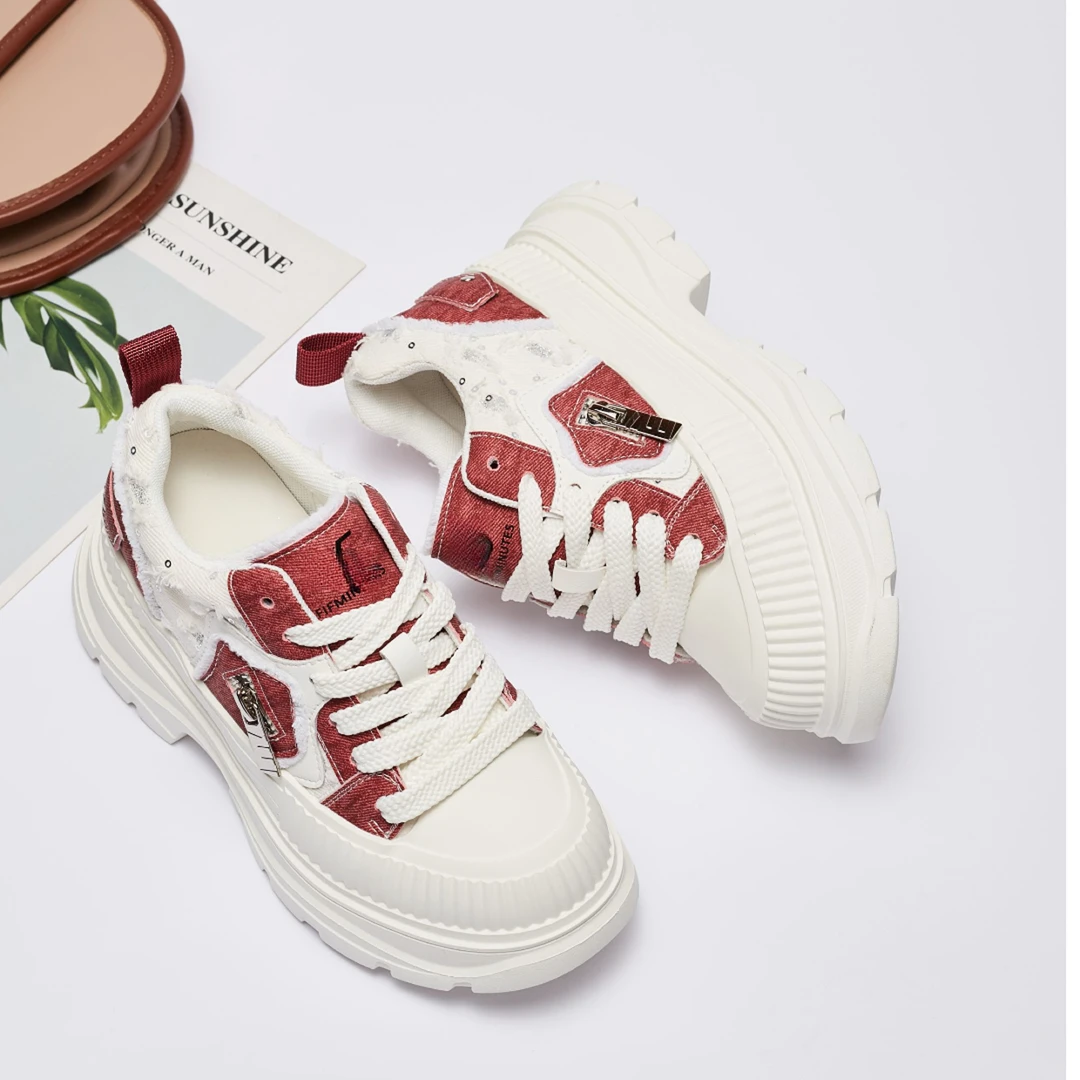 （特）平增高9cm小个子内增高休闲鞋女百搭鞋春季小众系带女鞋2581