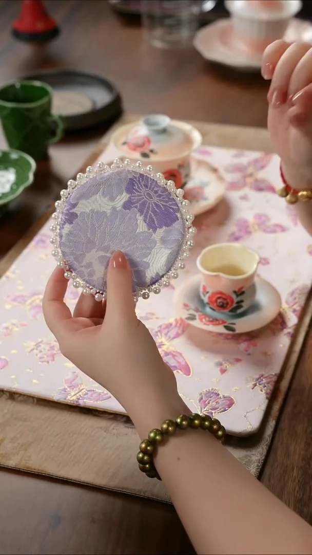 青云茶斋陶瓷茶具刺绣杯垫