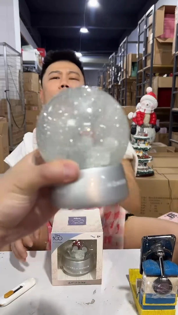 瓷片原盒米奇100周年水晶球 微瑕