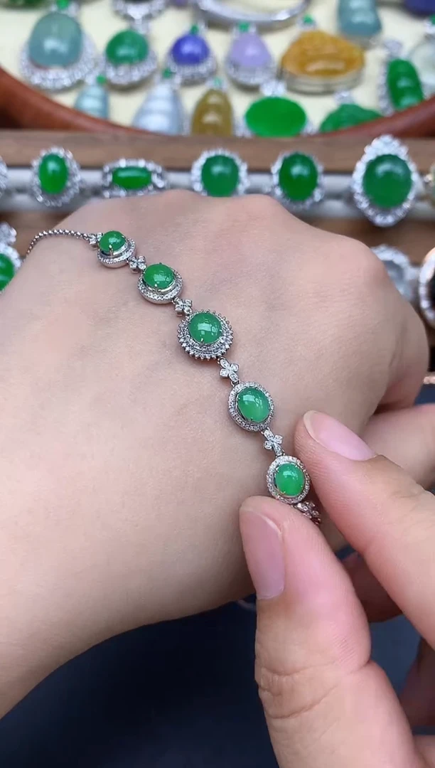 18K金镶嵌手链翡翠352-中国好珍宝