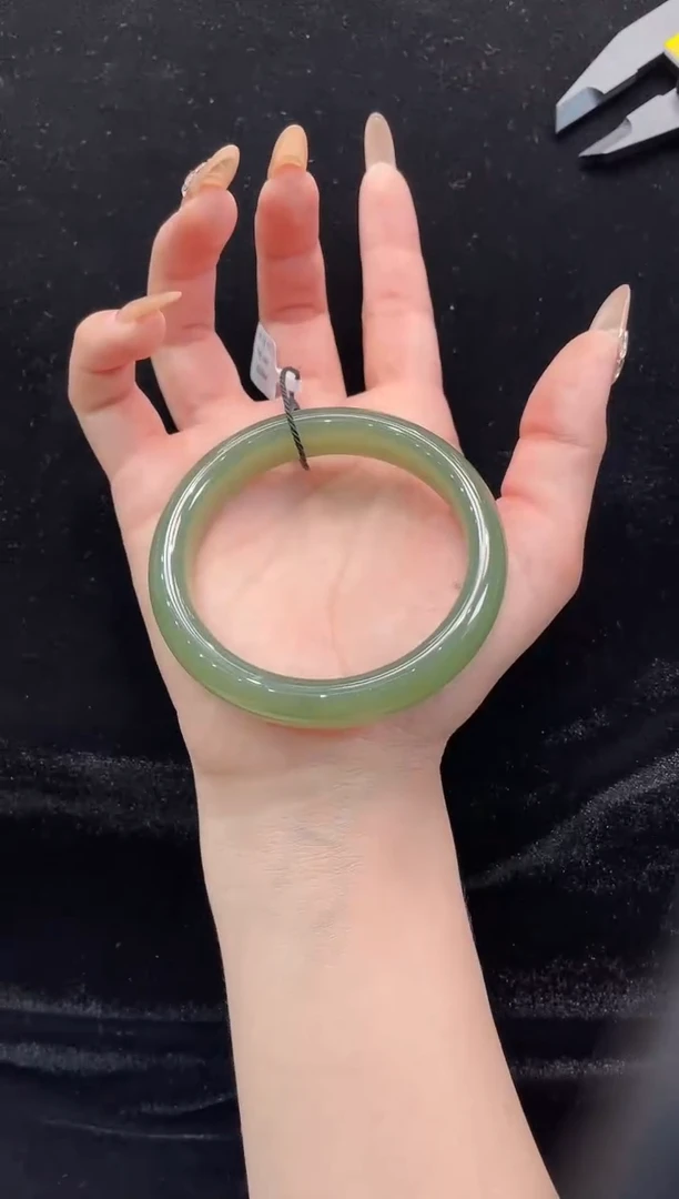 和田玉手镯未镶嵌和田玉青海料湖水绿#58上等和田玉手镯女