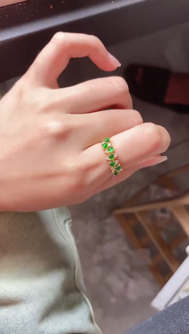 翡翠戒指银S925镶嵌5115-20