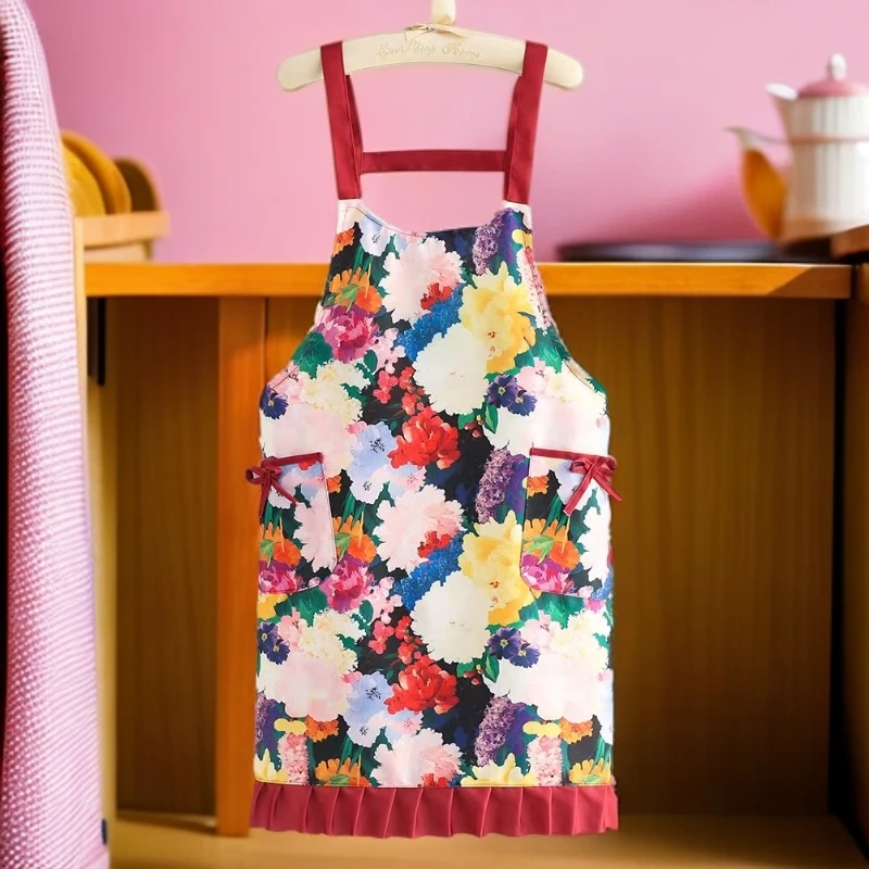 【两条装】新款防污透气耐磨背带围裙可爱公主风国潮围裙厨房家用