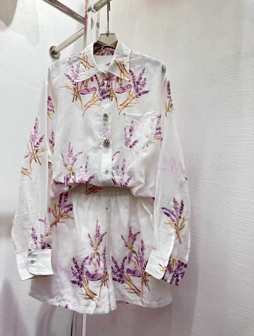 Miss huo  绣花套装  A  白色  32707