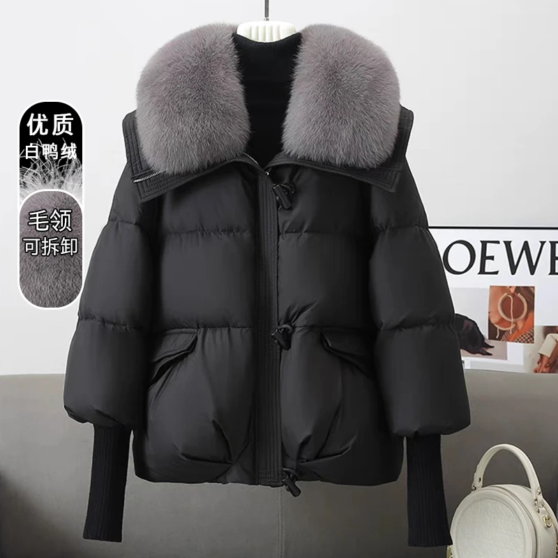 洋气可拆卸大毛领冬季羽绒服女装2024新款时尚秋冬过年厚棉袄外套