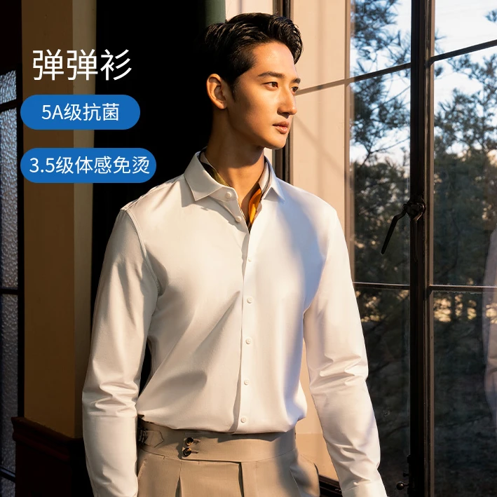 DegreZero【明星同款弹弹衫】零度免烫抗皱高弹抗菌男士长袖衬衣301