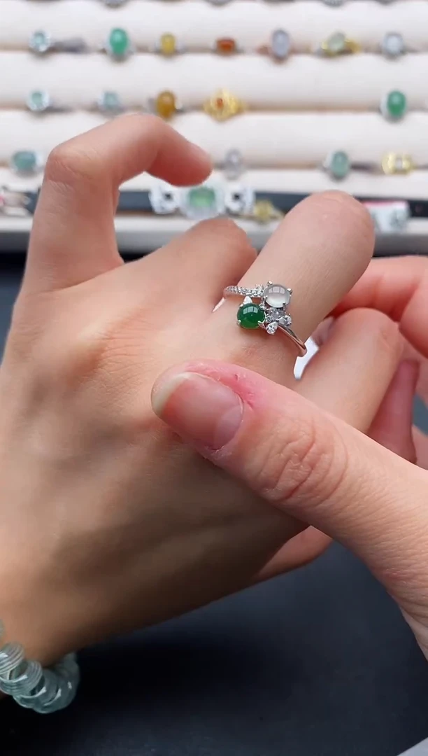 银S925镶嵌戒指翡翠2222222+1