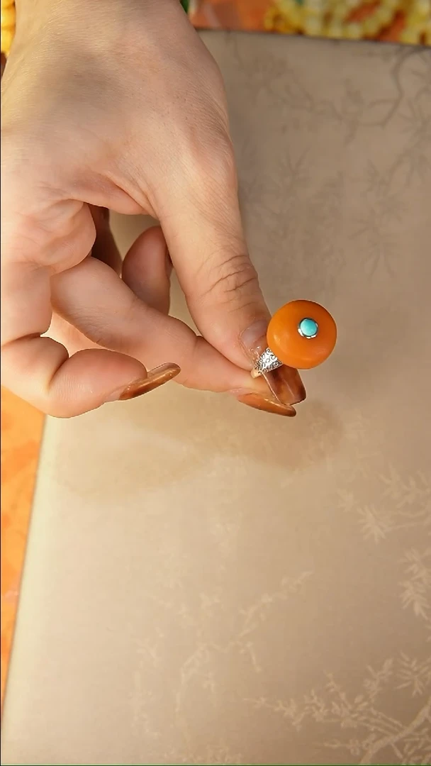 【闪购商品】琥珀戒指银S925镶嵌戒指