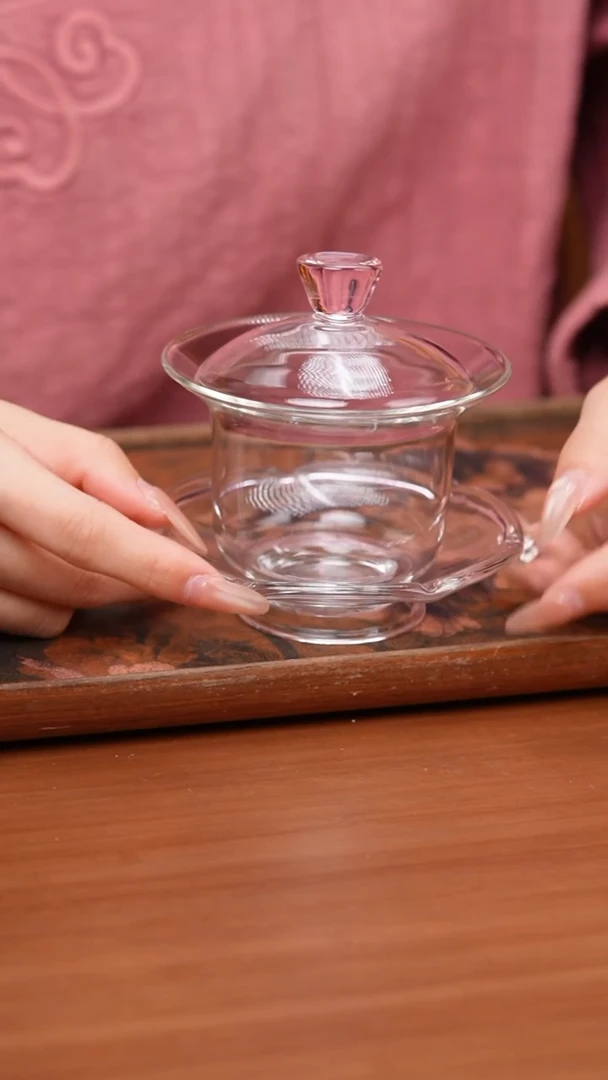 【闪购商品】禾器/晶彩禾荷盖碗/浅粉
