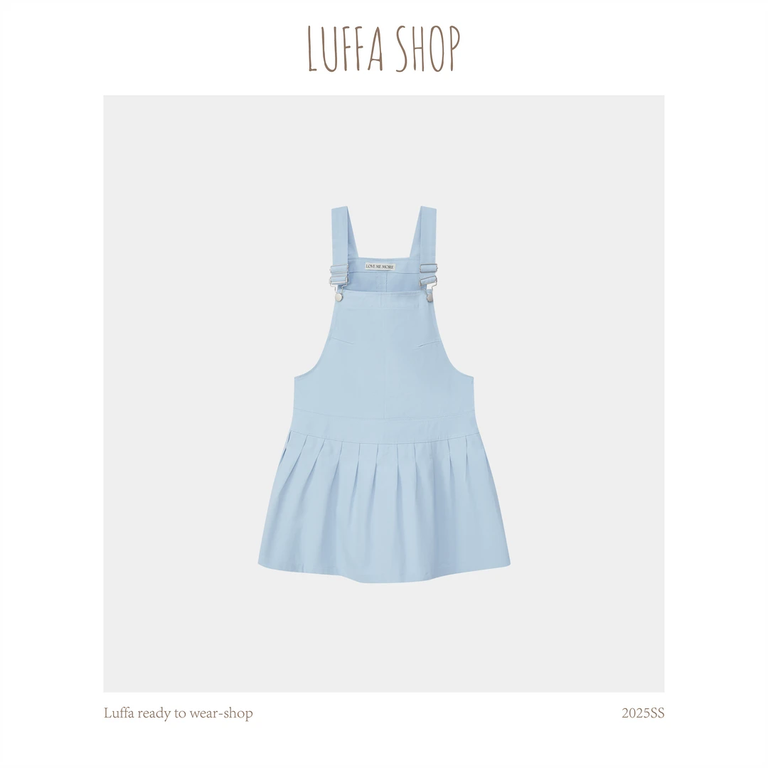 【Luffa shop】“浅蓝悠韵”时尚百搭纯色背带裙BDQ20250525