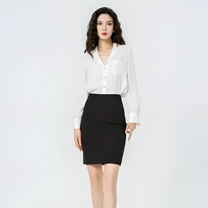 AMASS/阿玛施夏季新款气质高腰修身显瘦黑色包臀半身裙 5200402