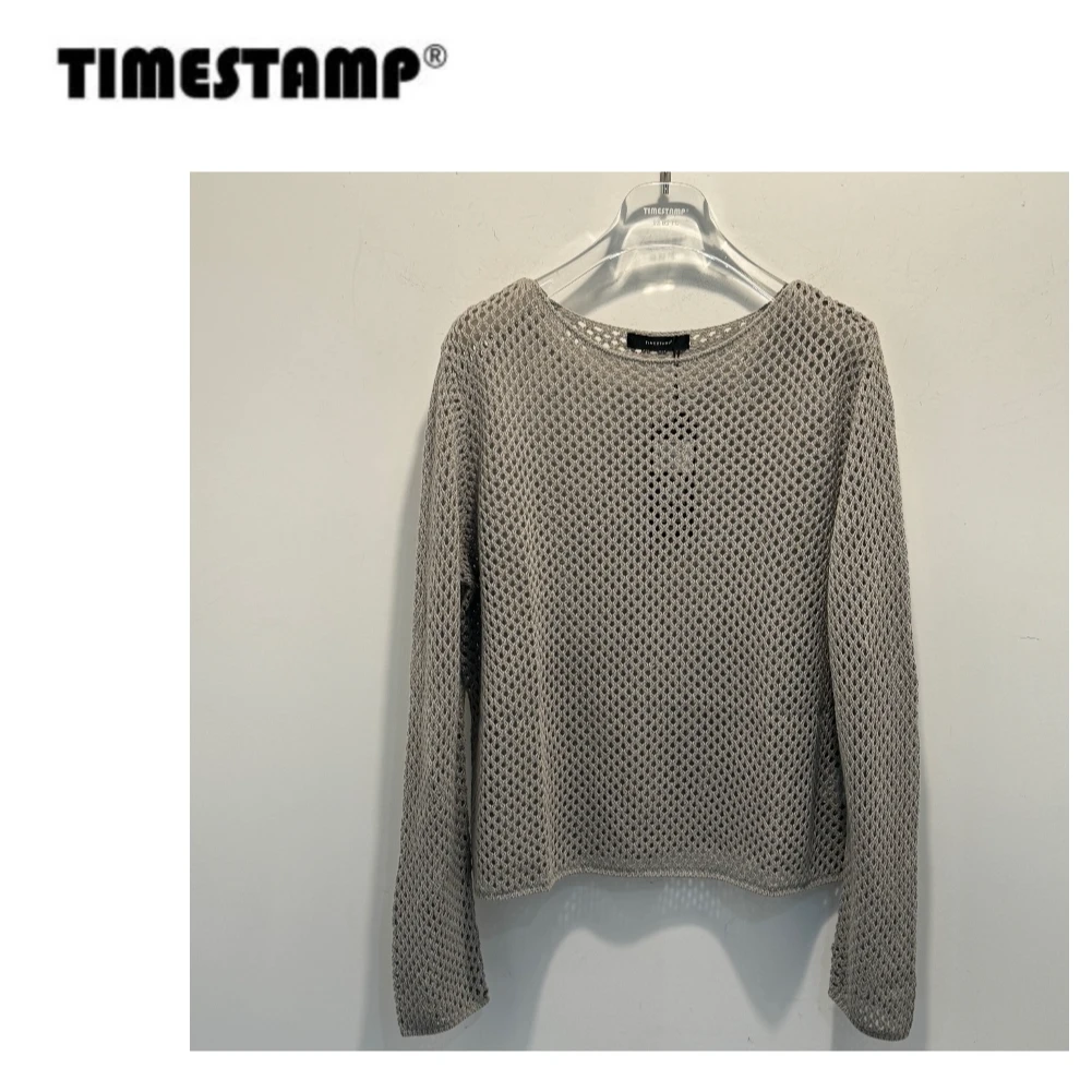 【TIMESTAMP】2025/681258早春新款时尚设计感一字领镂空针织衫