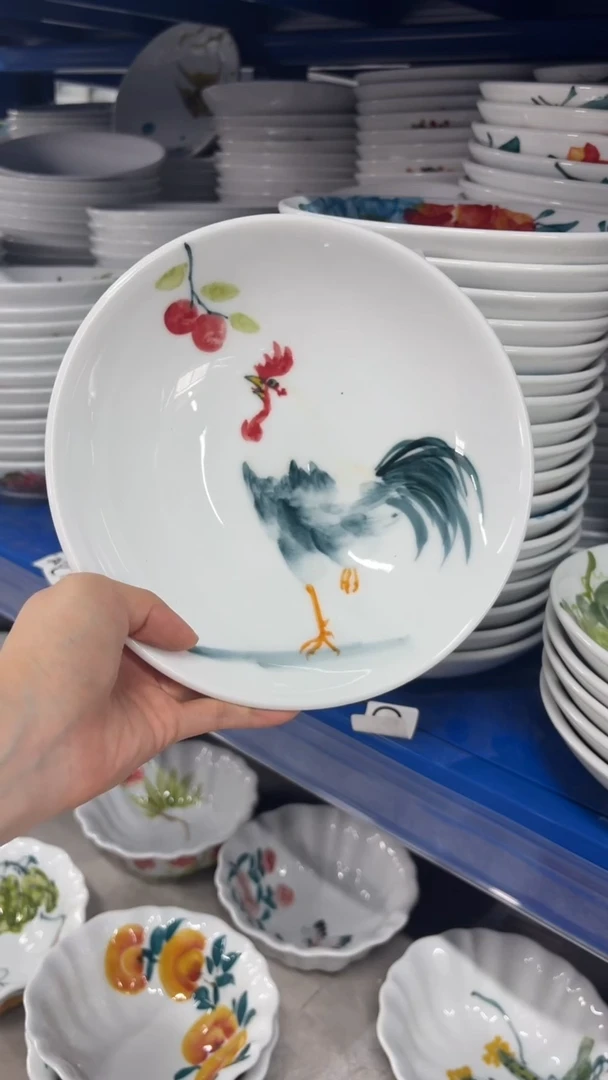 瓷片景德镇高温陶瓷食品级手绘釉中彩-圆深盘