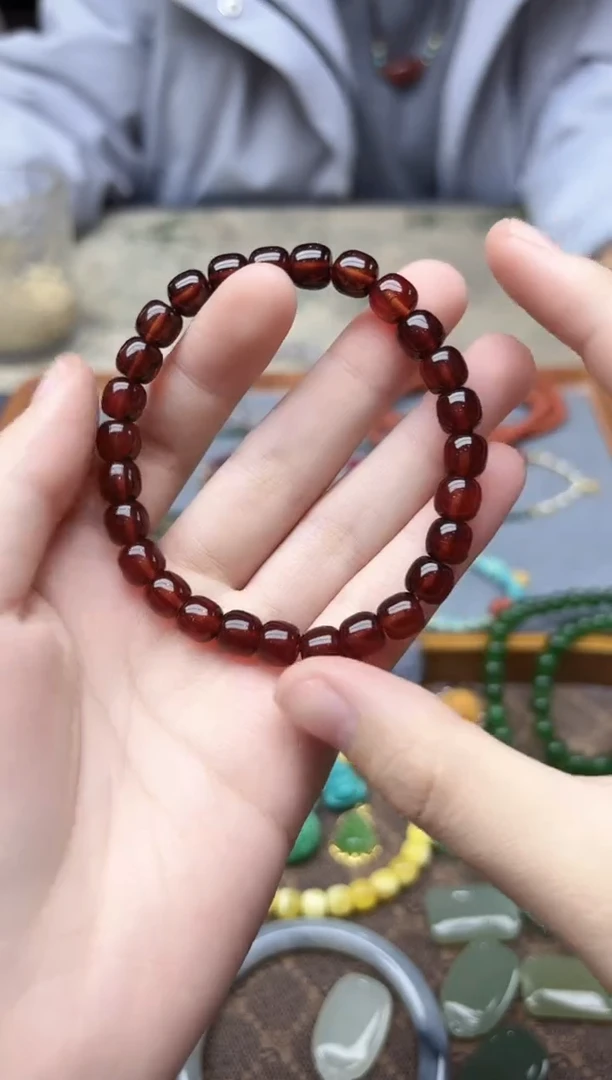 裸石琥珀未镶嵌血珀手串7mm+SAF