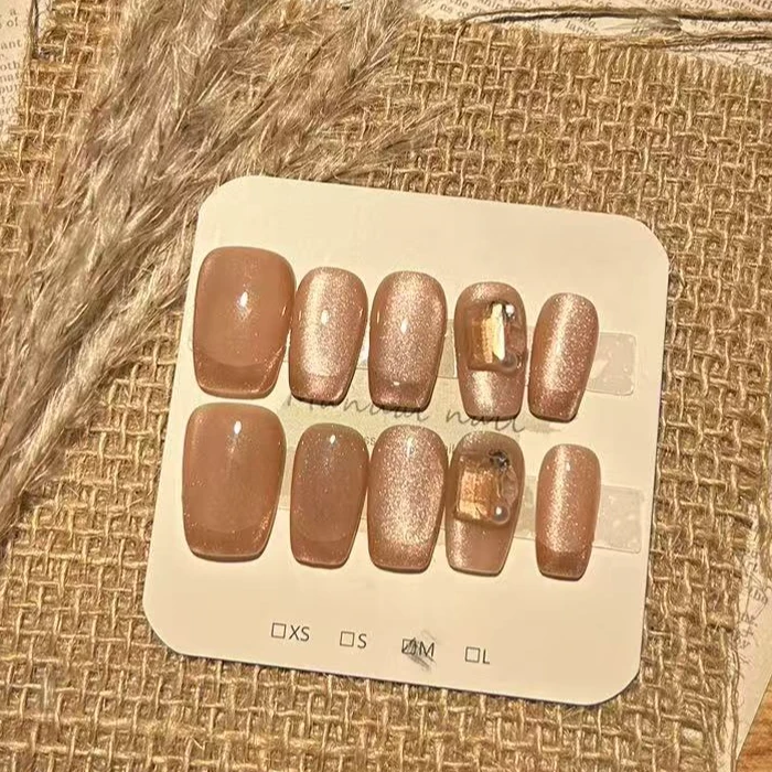 【新品上市】温柔猫眼方钻穿戴甲显白高级氛围感可拆卸贴片美甲