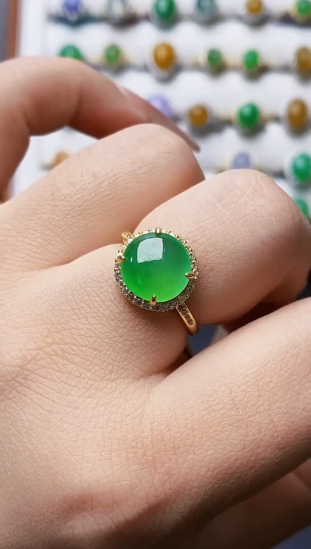 银S925镶嵌戒指翡翠4036