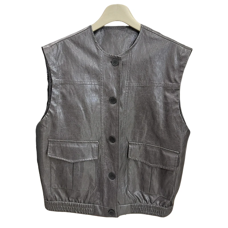 HFY016早春新款小众短款简约宽松无袖百搭ins服装穿搭出游马甲