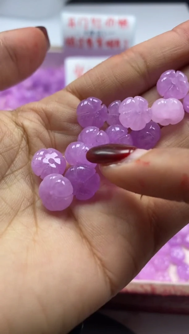 【闪购商品】玛瑙/玉髓颈饰未镶嵌x1064紫锂*灰扁南瓜10mm*10颗