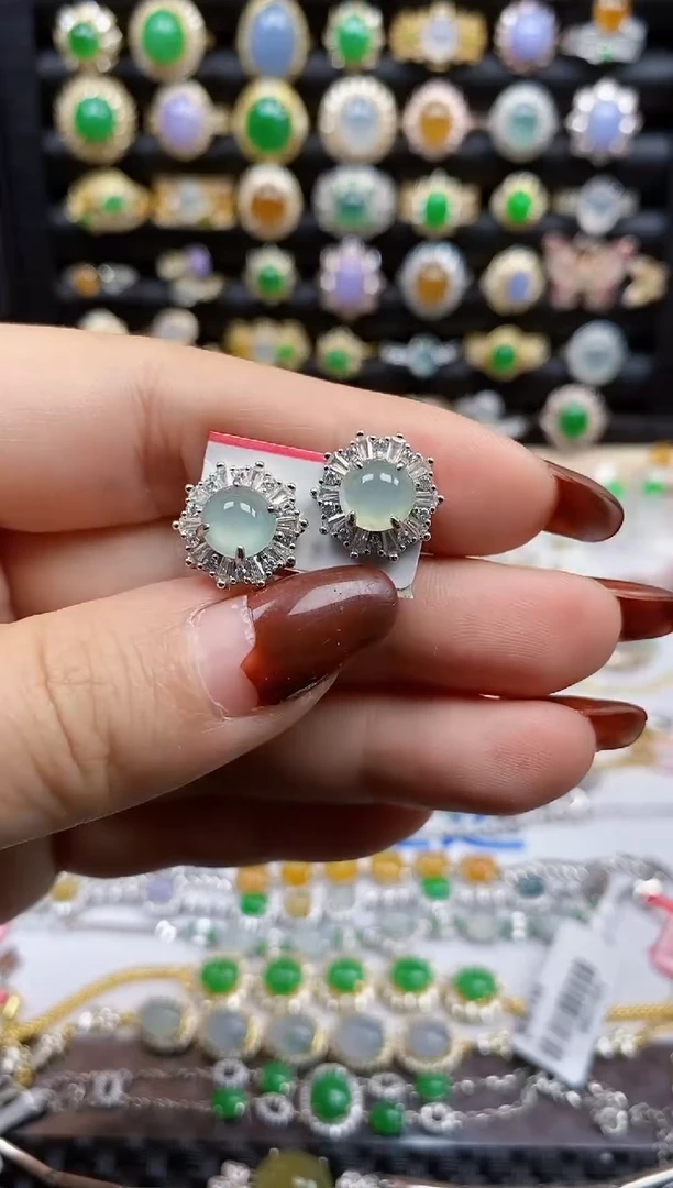 银S925镶嵌戒指翡翠7649