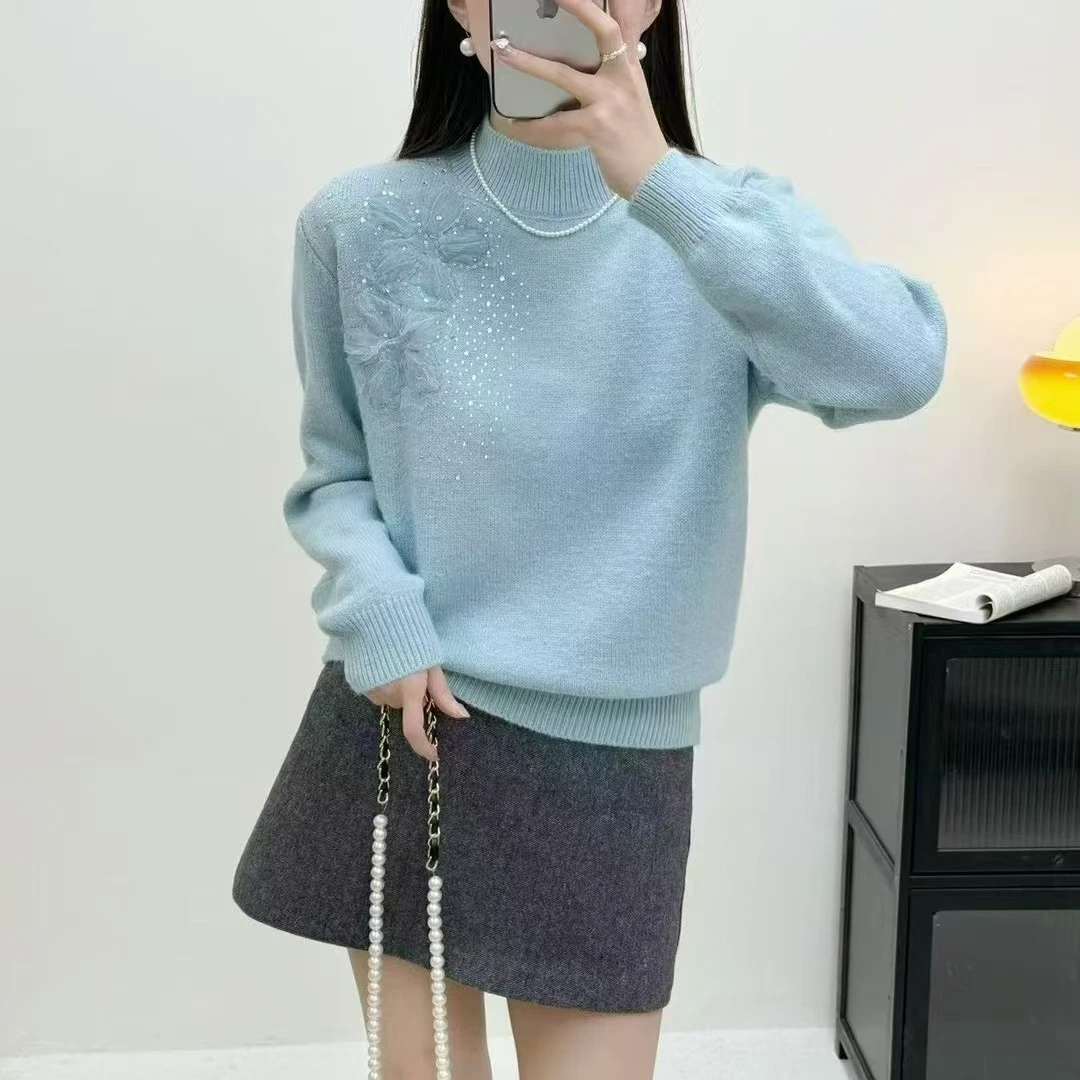 （花朵）玉姐家蜜熊花朵加厚保暖套头毛衣90-140 新选f824